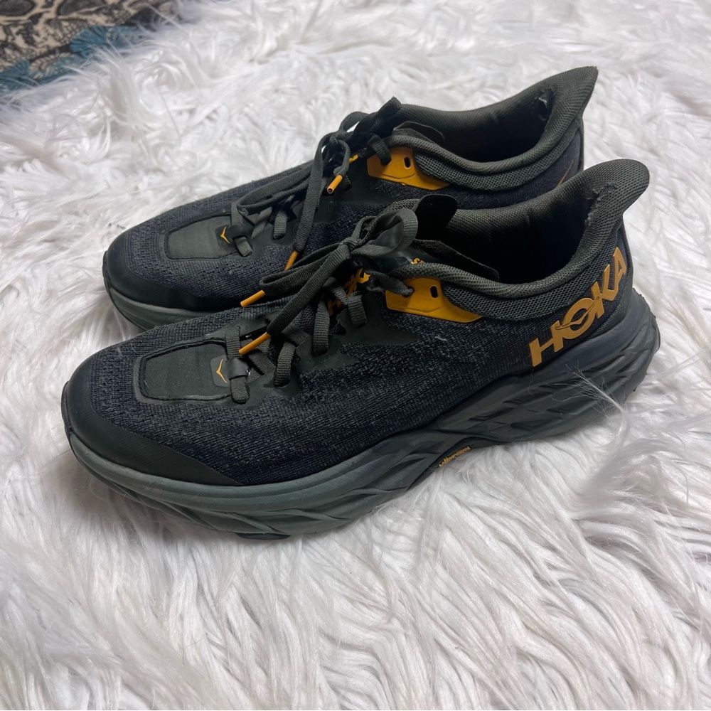 Hoka Black and Yellow Athletic Shoes